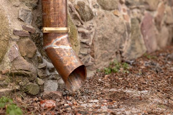 old copper drain gutter