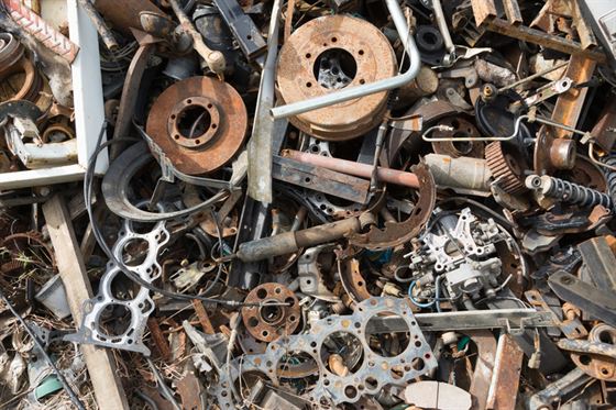 old rusty non recyclable car parts