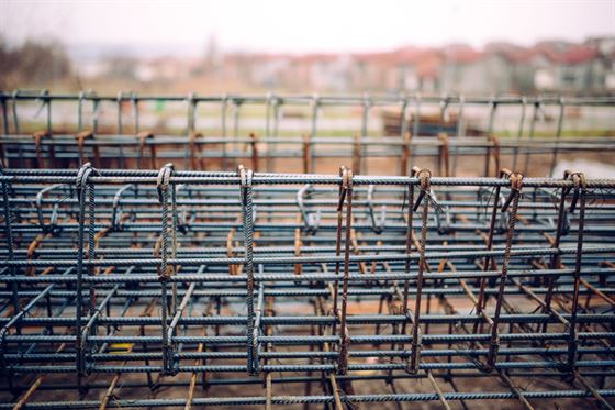 heavy duty steel bars on construction site