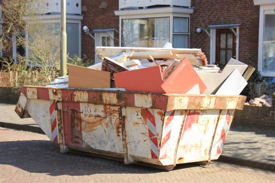 Skip Hire Outside A House