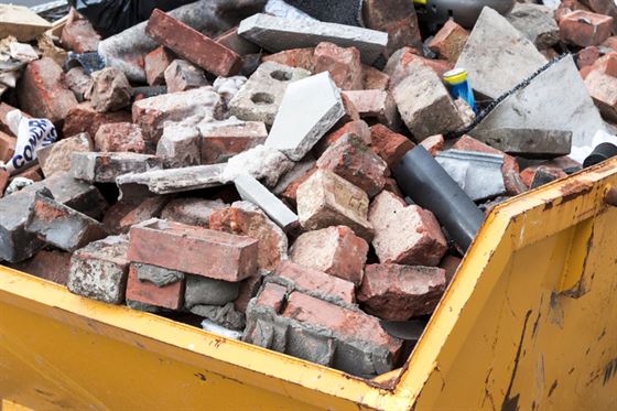 Skip full of bricks from home renovation