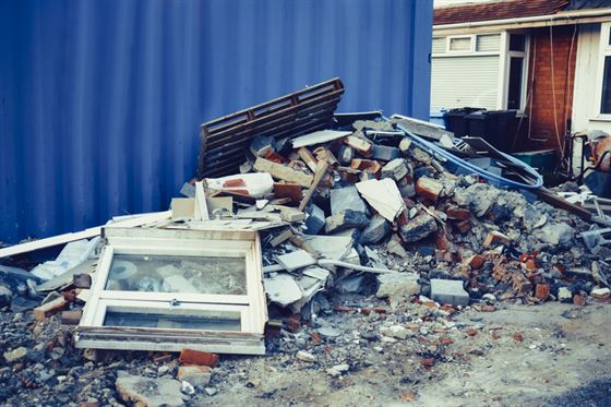 Pile of debris on driveway